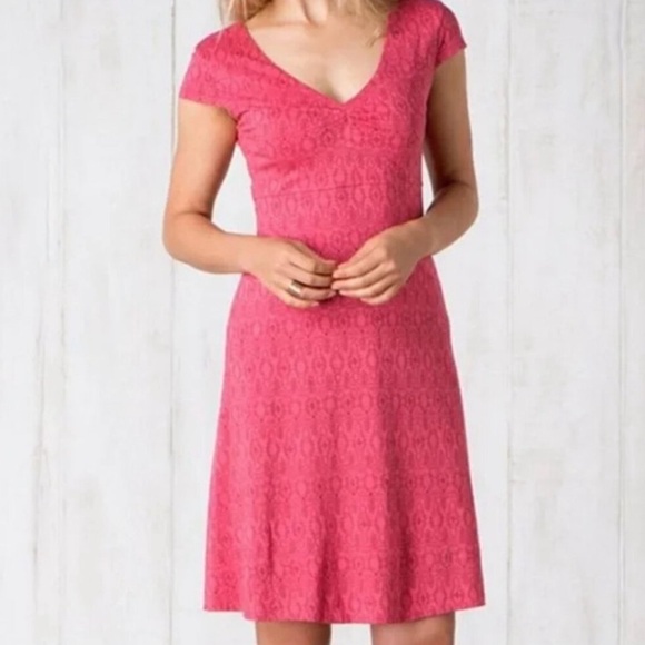 Toad&Co Dresses & Skirts - TOAD&CO Women Rosemarie Coral Pink Dress Eco Organic Cap Sleeve Vneck Medium